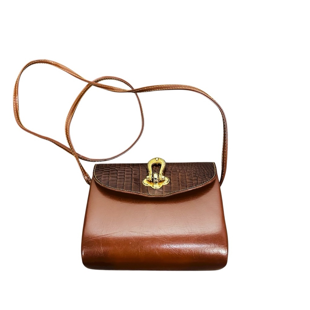 Elegant Brown Faux Leather Shoulder Bag